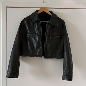 ASOS Black Faux Leather Cropped Jacket